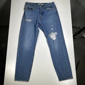 Levi’s Premium Jeans Women’s 27 “Wedgie” High Rise Distressed Straight Leg Big E